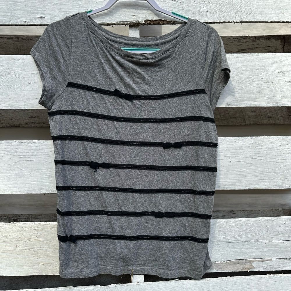 EUC Loft Sequin & Bow Detail Top